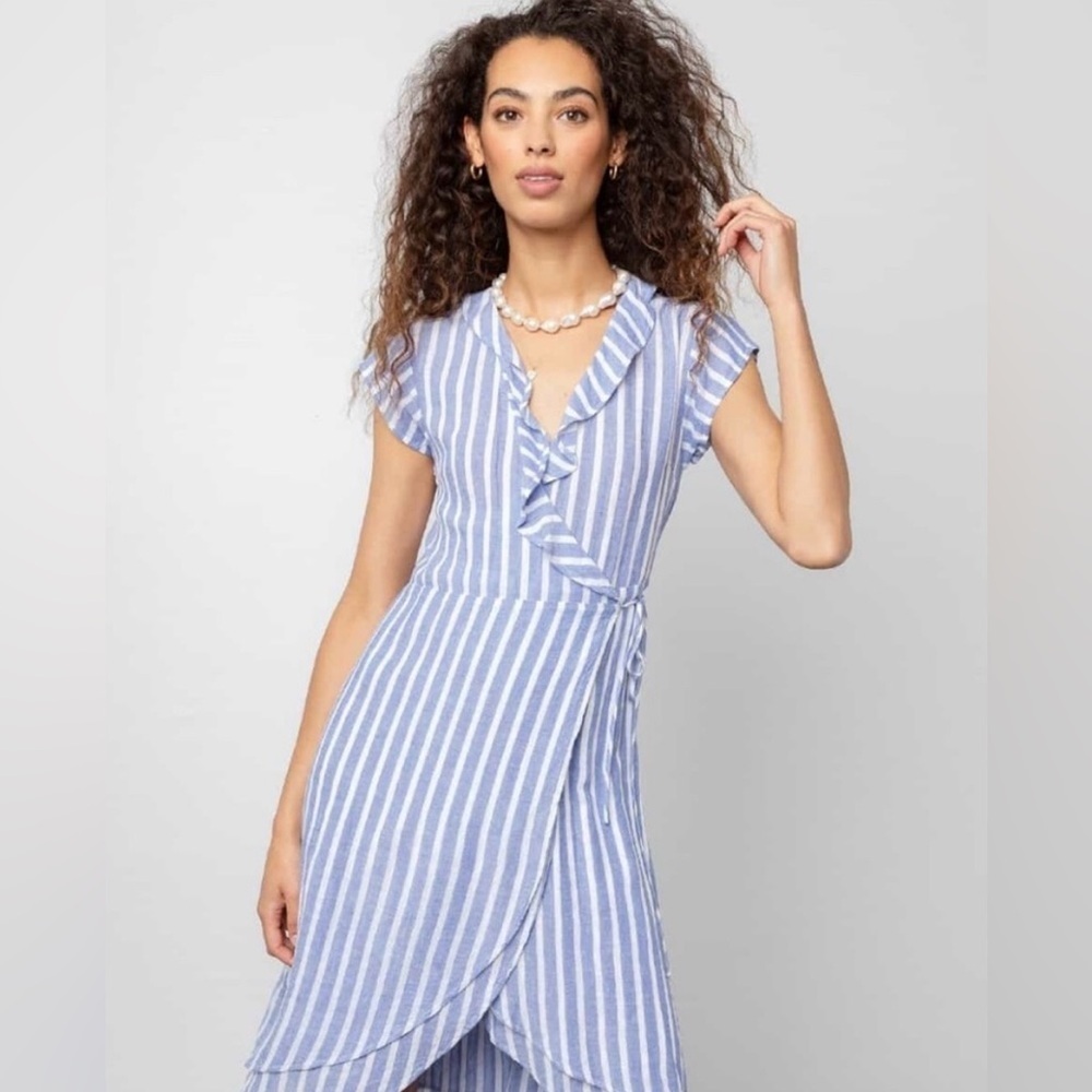 Rails Blue and White Striped Midi Dress